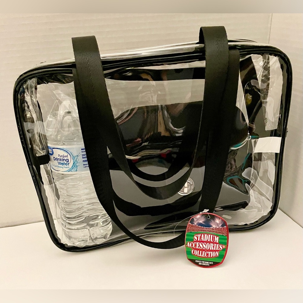 Large Clear Stadium/Concert/Festival Tote Bag with Black Trim NWT - Picture 2 of 10